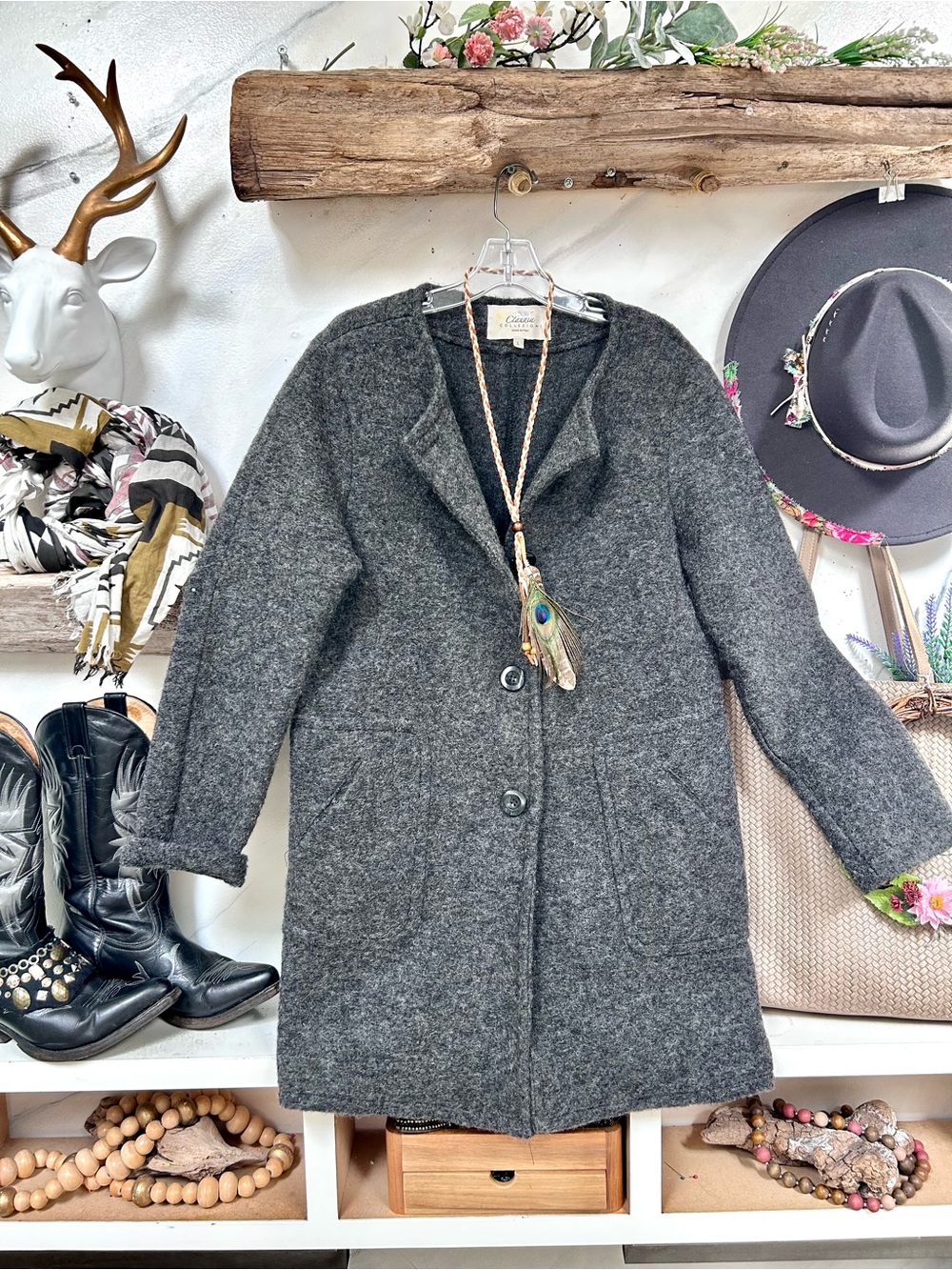 Vintage Charcoal Gray Pea Coat